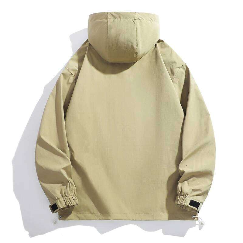 New Men Spring Autumn Waterproof Casual Versatile Top Streetwear Fashion Loose Pullover Half Zip Hooded Jacket