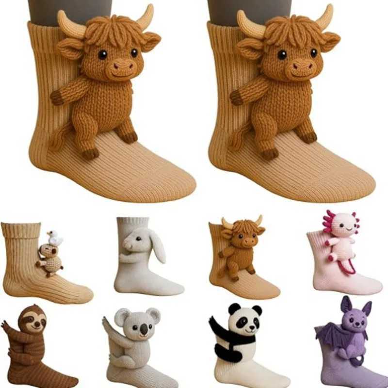 3D Knitted Animal Socks Cute Cozy Fuzzy Thick Warm Crew With 3D Ears For Women Teens Kids Home Winter Holiday Gift Christmas J251024