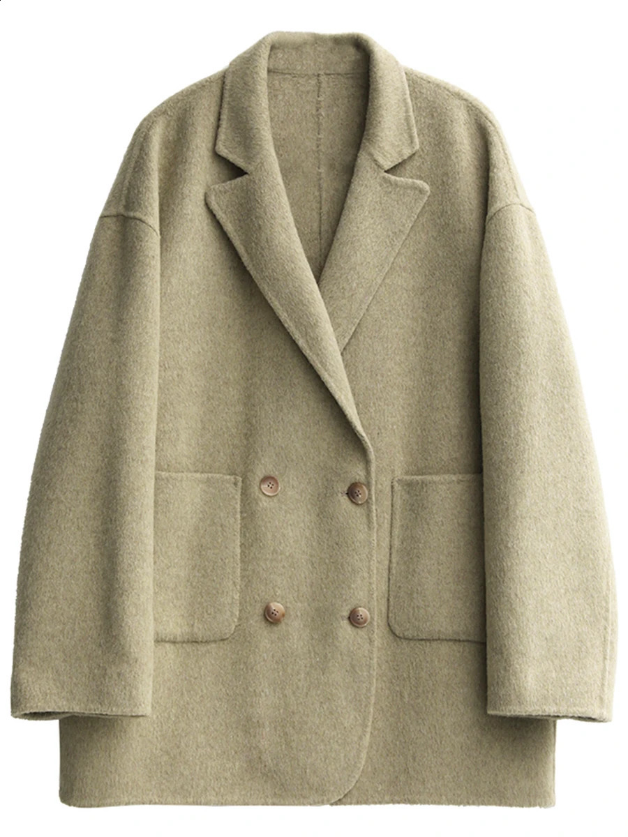 CHIC VEN Fashion Women Woolen Coat Solid Midlength Doublesided Oversized Ladies Jackets Female Outerwear Autumn Winter 251020