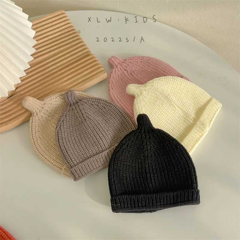 Korean Fashion Outdoor Warm Baby Bonnet Beanies Hats Candy Color Wool Caps Turban for Kids Children Girls Boys AccessoriesL251024