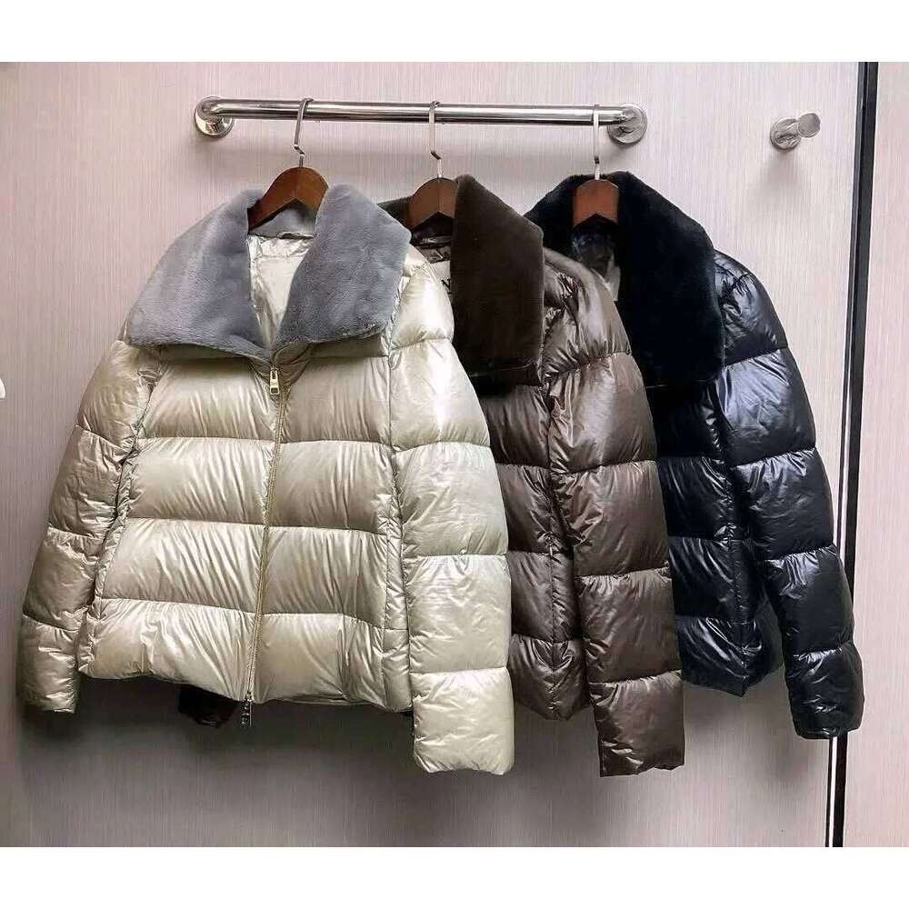 2025 New Style Zipper Fur Collar Large Lapel Temperament Commuter Down Jacket Coats Designer Women