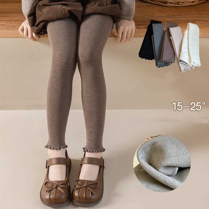 Kids Girl Leggings Winter Thick Childrens Tights For Girls Knitted Ruffle Pantyhose Baby Elasticity Soft Warm Trousers OutsideT251024