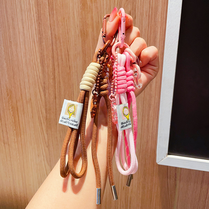 Woven Rope Charm Plush Doll - Nylon Lanyard, Ins-Style Keychain with Carabiner, Bag Pendant Gift