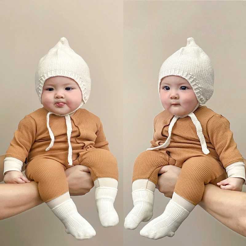 Winter Warm Baby Ear Protection Knitted Hat 26year Toddler Tie Beanies Solid Color Kids Crochet Bonnet Children Earmuffs Cap L251024
