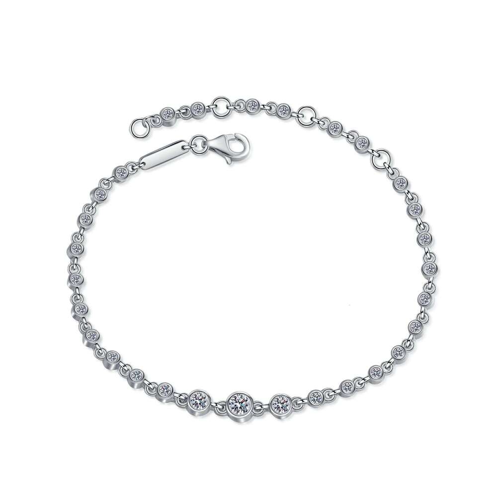 DHCollections-- S Pure Sier Women's Light Niche Exquisite High-end Simple Personality Champagne Gold Full Moissanite Bracelet Versatile Jewelry