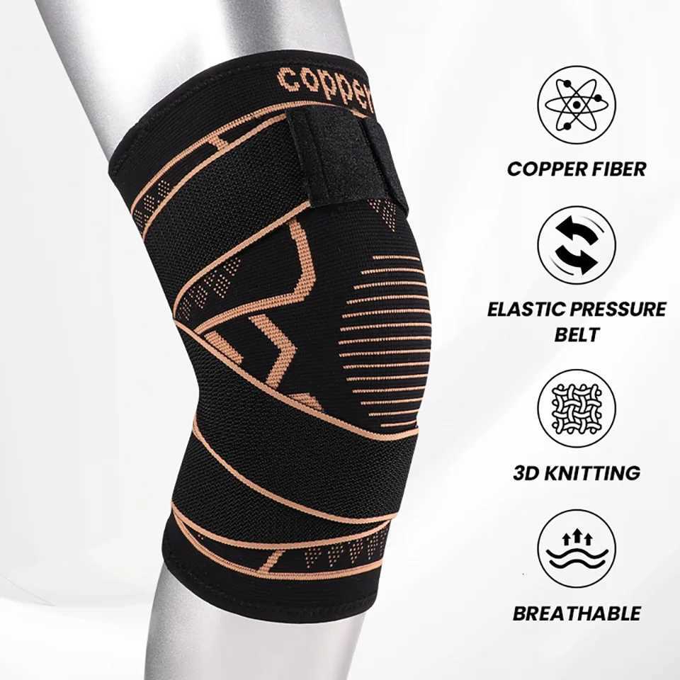 Sports Copper Ion Knee Pads Nonslip Knitted Nylon Knee Pads Patella Wear Tendon Injury Fitness Jump Rope Basketball Men WomenW251024