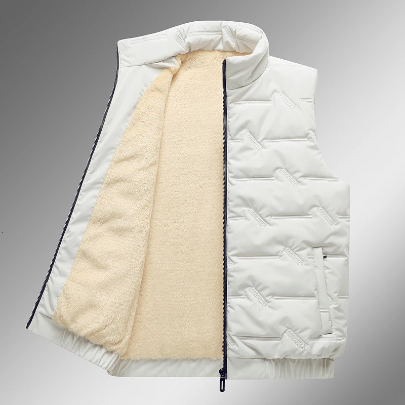 Male Soft Lamb Wool Windproof Vest Winter Waterproof Zipper Vests Coat Waistcoat Cashmere Mens Jacket Sleeveless Down Vest 251020