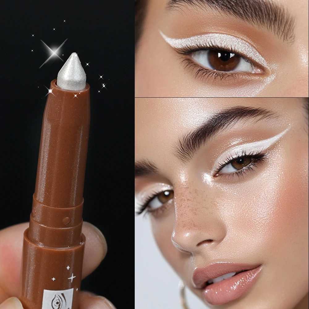 1pc Shimmering Eyeshadow Highlight Stick Glitter White Eyeshadow Pencil for Bright Eyes Dazzling Effect Makeup HighlighterL251024