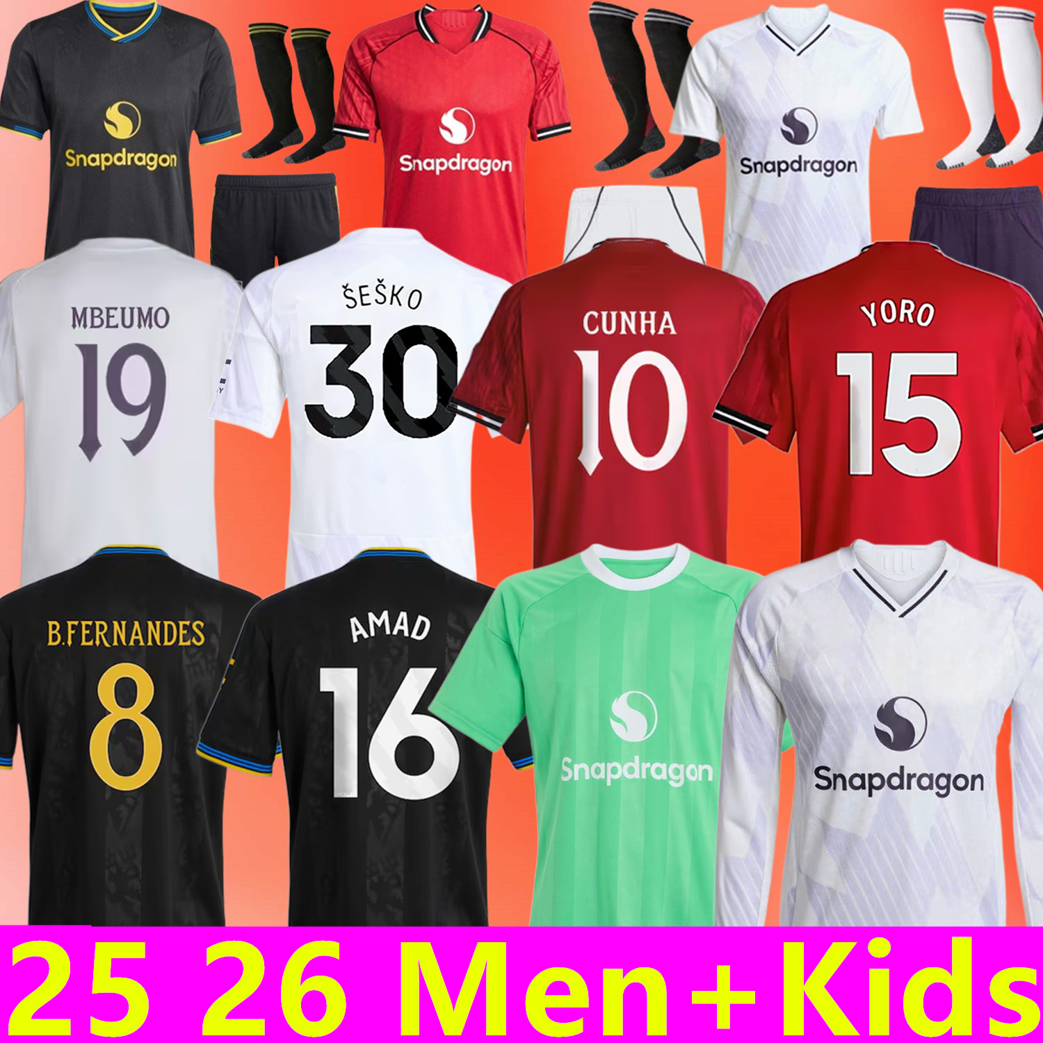 2025 2026 MAN CUNHA Soccer Jersey AMAD SESKO MAINOO ZIRKZEE YORO AMAD unted football shirt MARTINEZ B.FERNANDES MAINOO player MBEUMO Kids Child kit Long short jerseys