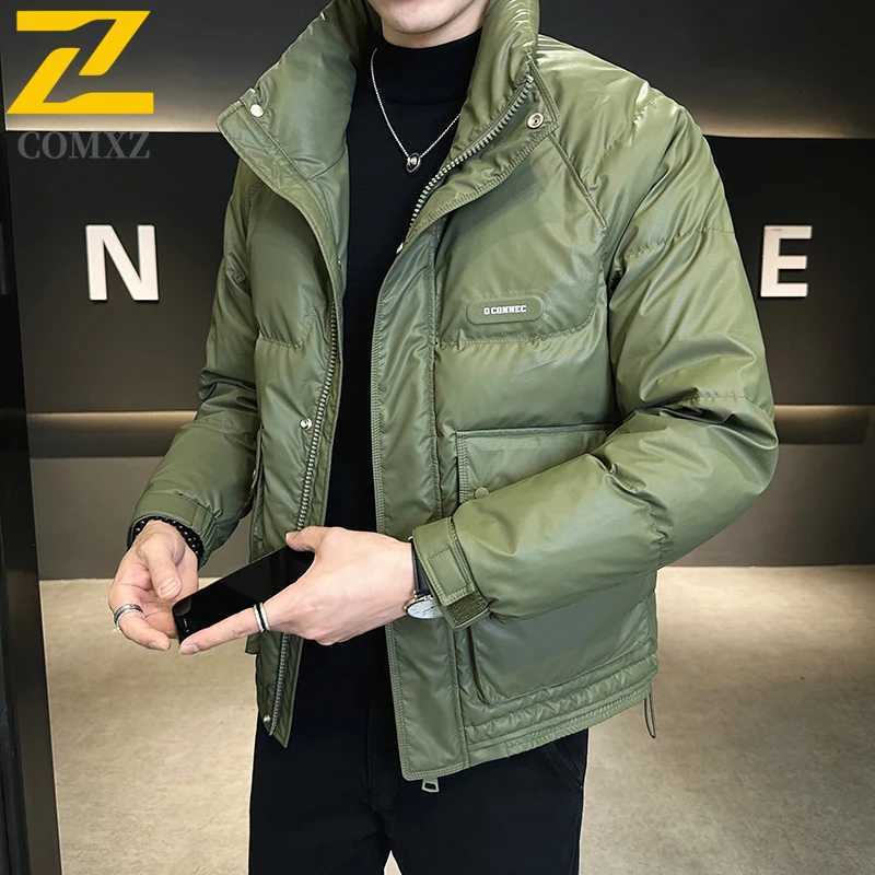 Mens padded Clothing Autumn Winter Solid Color White Duck Down Thickened Warm Outdoor Travel Stand Collar Coat Men Down Jacket Z251024