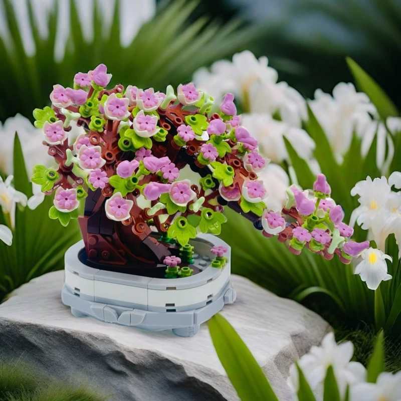 462PCS Bonsai Building Block Flower Creative Plant Cherry Blossom Tree Potted Bouquet DIY Home Decoration Gifts Toys C251023