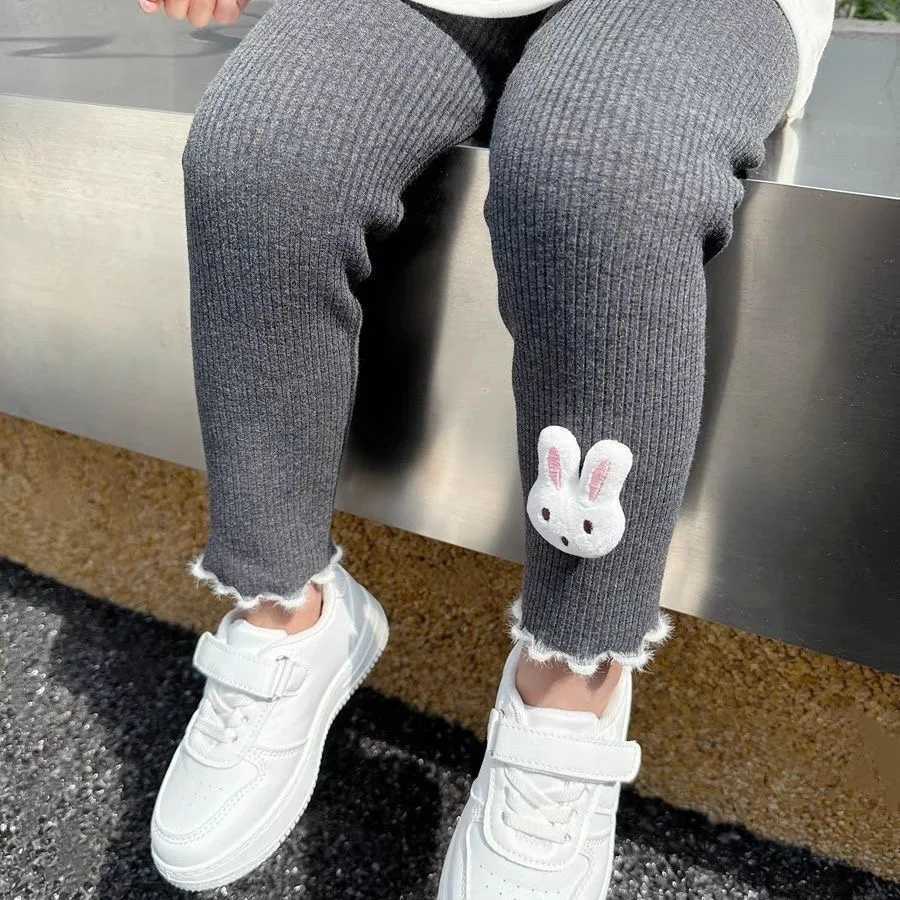 Baby Girls Thermal Leggings Autumn Winter Kids Cute Rabbit Simplicity Tight Warm Trousers Children Skinny Pants Casual BottomsT251024