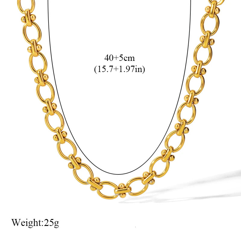 EILIECK 316L Stainless Steel Metal Chain Necklace For Women Fashion 18K Gold Plated Neck Chain Waterproof Jewelry Lady Gift 251016