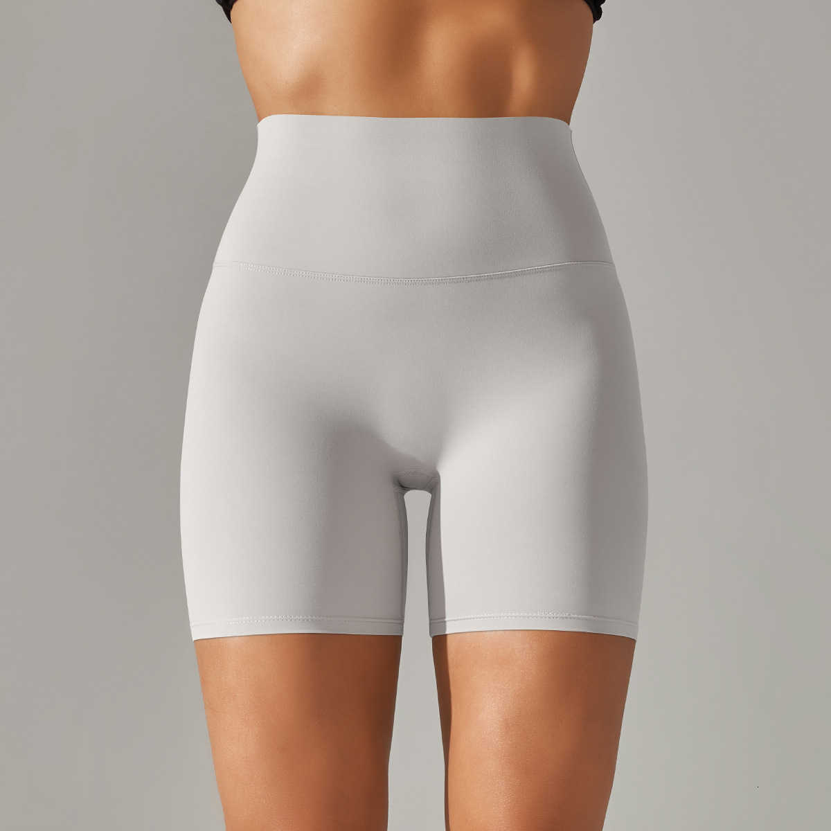 Spring and summer new style solid color yoga shorts, double-sided brushed, high-waisted, elastic, three-quarter yoga pants for women