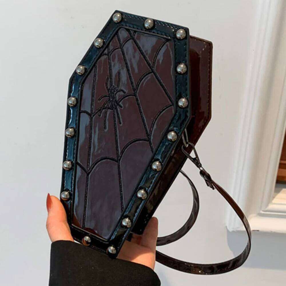 Women Gothic Crossbody Shoulder Cartoon Spider Coffin Y2k Messenger Phone Bag Halloween Sling Purse