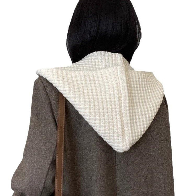 Women's Winter Fashion Trendy Scarf Dual-use Knitted Cape Versatile Solid Color Warm Hooded Shawl Integrated Hat
