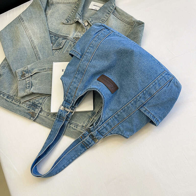 Denim Shoulder Bag for Women, High-End Large Capacity Shopping Tote Bag, Lazy Style Versatile Casual Backpack