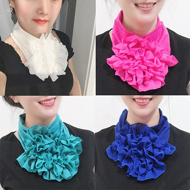 Solid Color Floral Collar Scarf Scarf Women Fashion Neckerchief Ring Scarves Neck Scarf For Ladies 251020