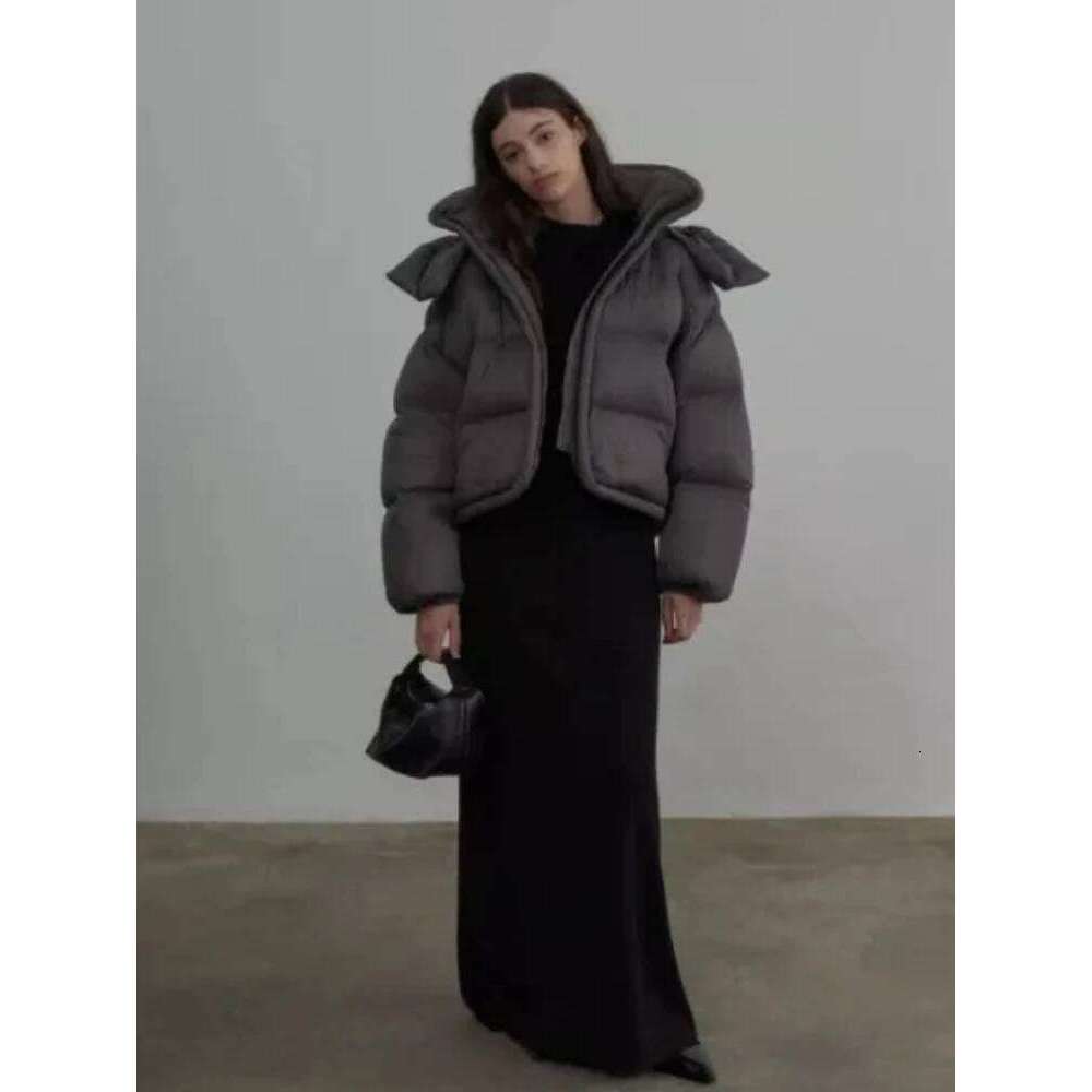 Winter Women's New Cropped Jacket Warm Stand-Up Collar Hooded Cotton Parkas High-End Thickened Bread Coat Outerwear Loose Womens Coat