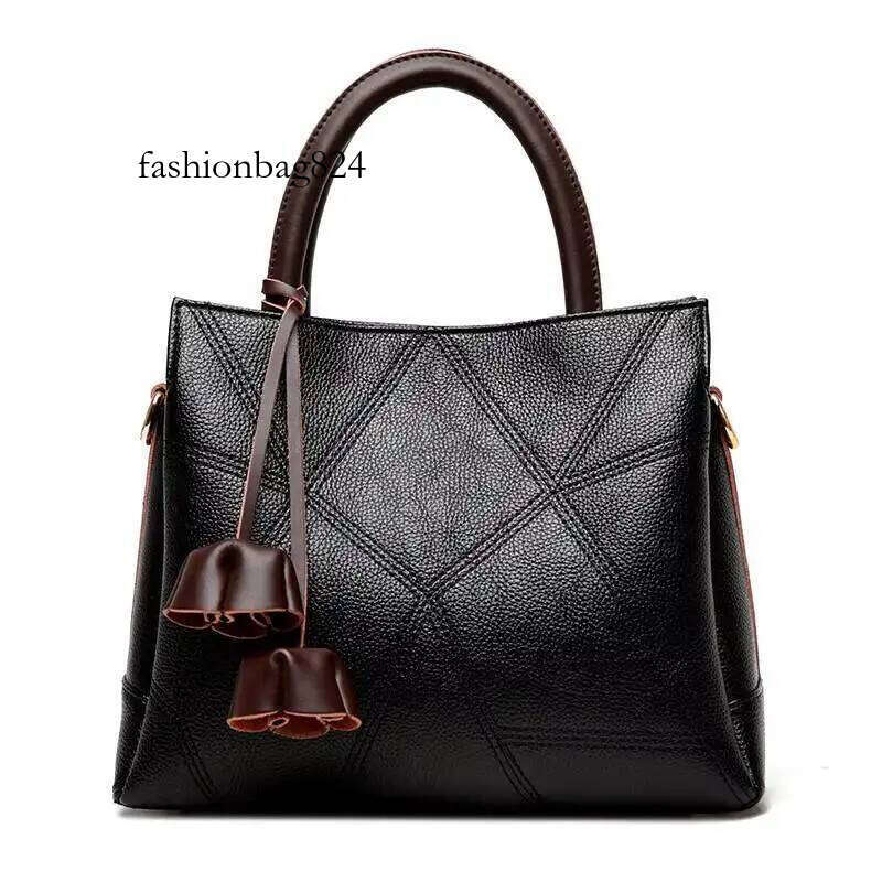 Premium Leather Women's Crossbody Handbag - Designer Patchwork Bag for Mature Moms