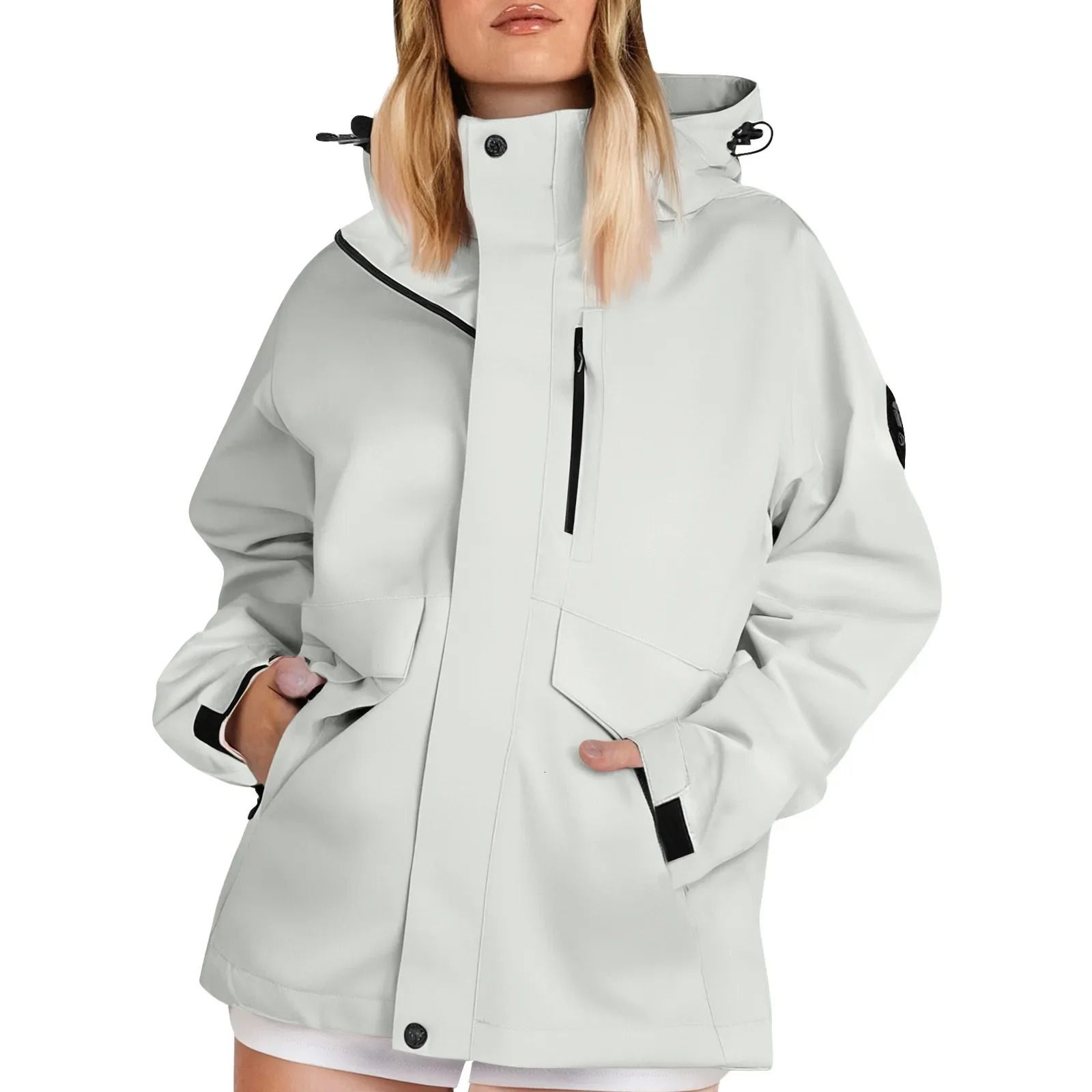 Autumn Womens Lightweight Hiking Jackets Solid Color Loose Hooded Windbreaker Outdoor Windproof Waterproof Rain Jackets Coat 251022