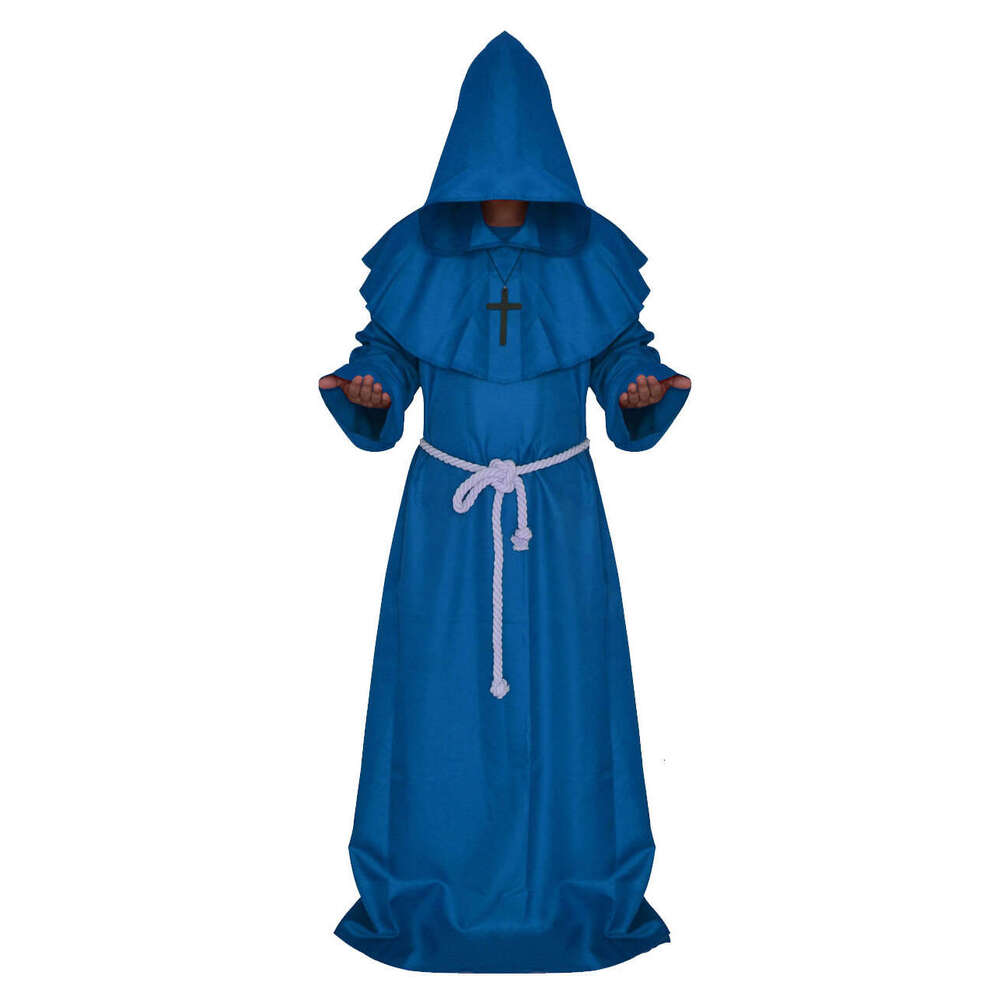 Medieval Monk Wizard Priest New Halloween Grim Reaper Robe Cosplay Role Play Costume