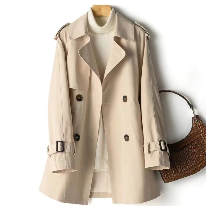 Women Trench Coat Autumn Korean Doublebreasted AllMatch Casual Loose Female Windbreaker Outerwear Overcoat Ladies 251021