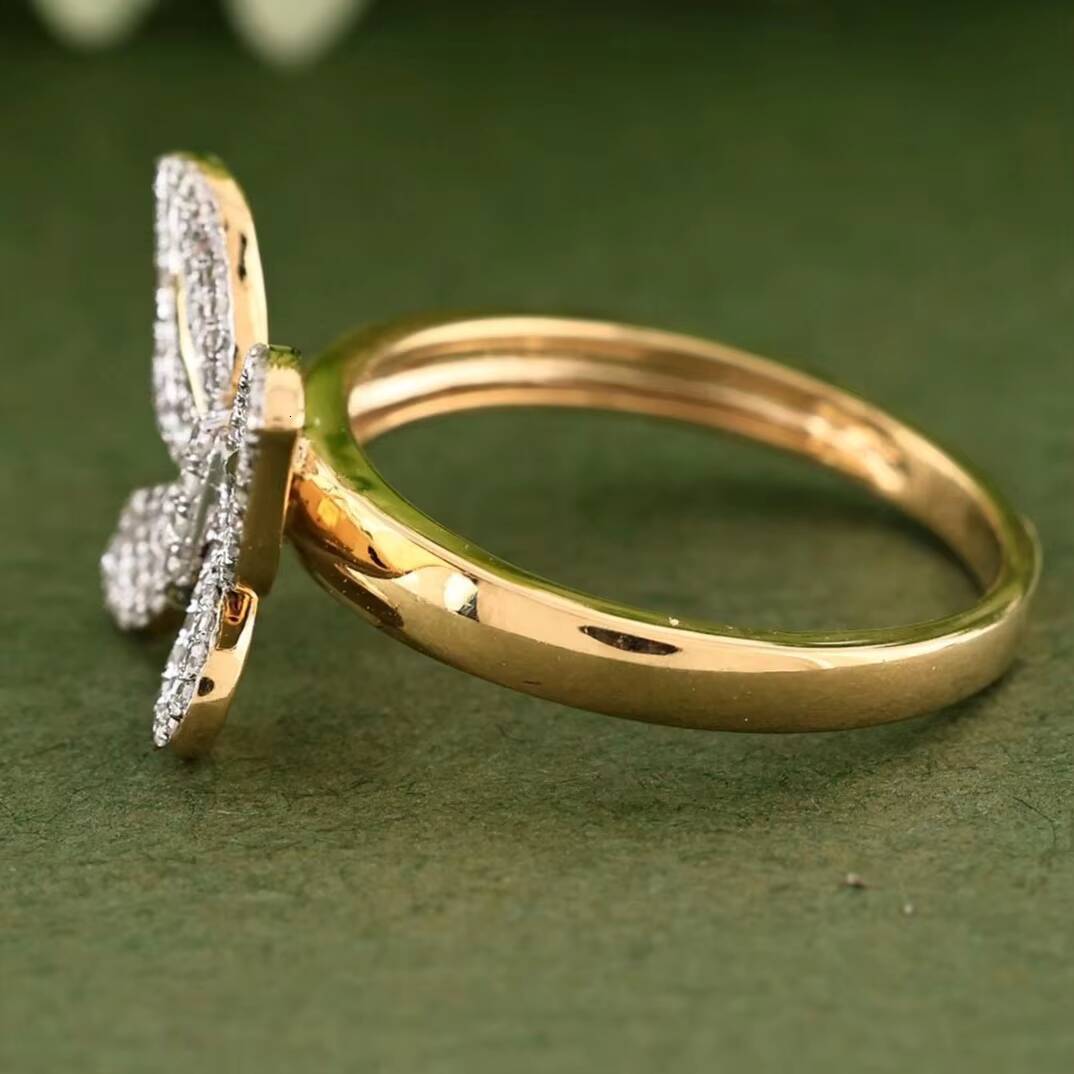 VVS Moissanite Diamond Ring Butterfly Shape Ring GRA Certified Diamond 14k Solid Gold Iced Out Hip Hop Diamond Ring for Women