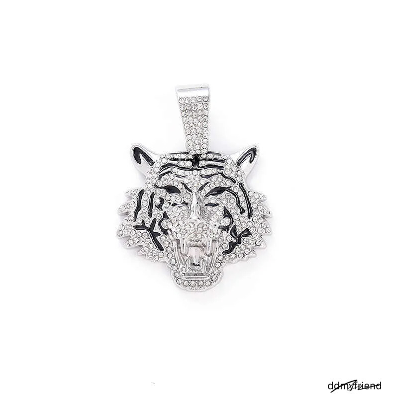 Men's Hip-Hop Tiger Pendant Necklace: Alloy Cuban Chain With 3D Full Dia Style Ddmyfriend