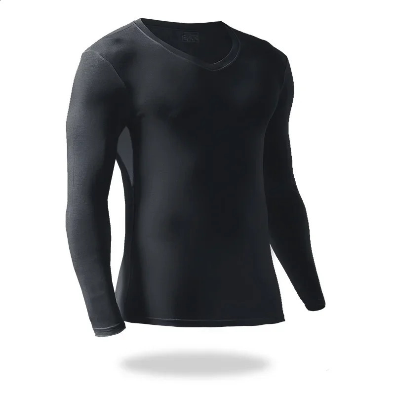 5PCS Mens thin modal longsleeved shirt basic low neck Vneck slimming singlepiece base layer thermal underwear top 251018