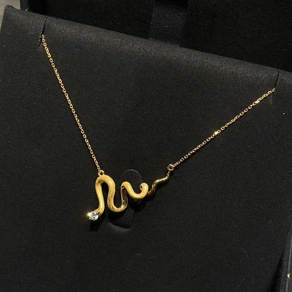 Same Style Gold Snake Necklace Light Niche Fashion Collarbone Chain to Match Dress