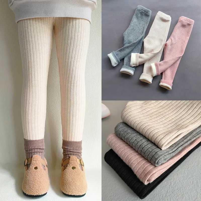 Autumn Winter Girls Pants Thickening Warm Fleece Pants For Girls Leggings Kids Baby Elasticity Slim Stripe TrousersT251024