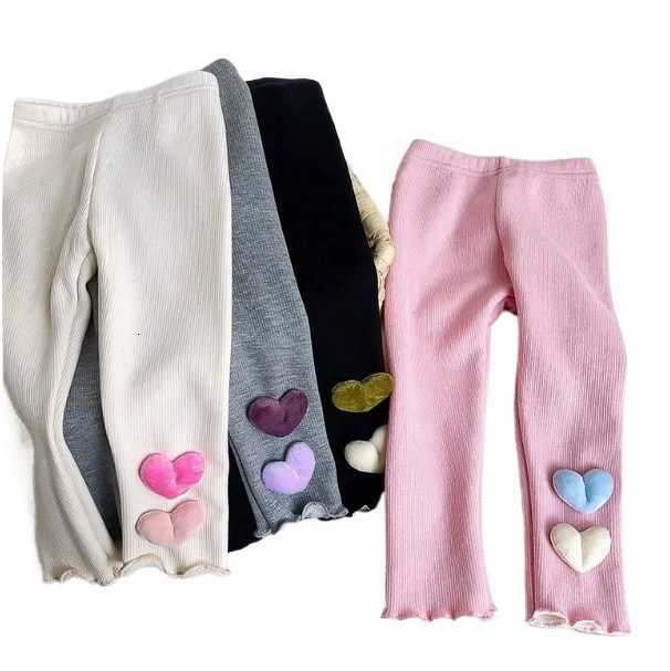 Cute Kids Girls Baby Elastic Fleece Leggings Pants Thick Autumn Winter Plus Velvet Warm Heart Outdoors TrousersT251024
