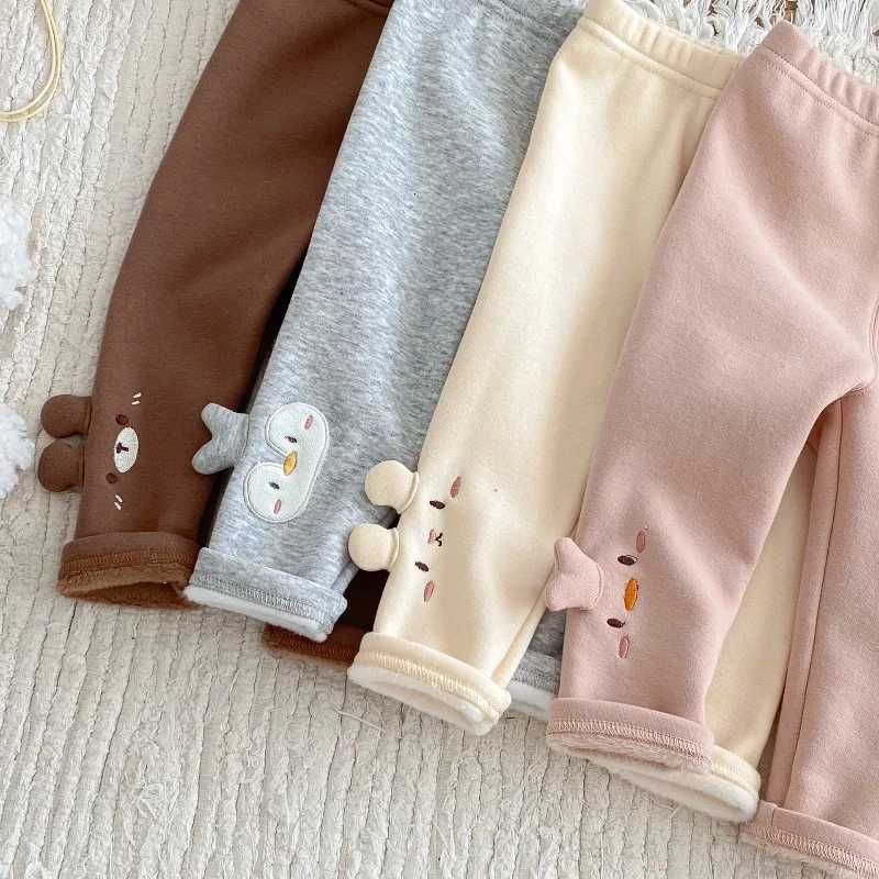 Cute girls 3D Animal Ears Leggings Thickened Fleece Lined Casual Pants New Kids Winter Childrens Warm TrousersT251024