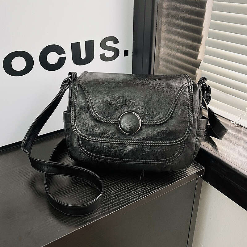 Washed Versatile 2025 Autumn Winter Soft Leather Women's Crossbody Large Capacity Small Square Shoulder Bag