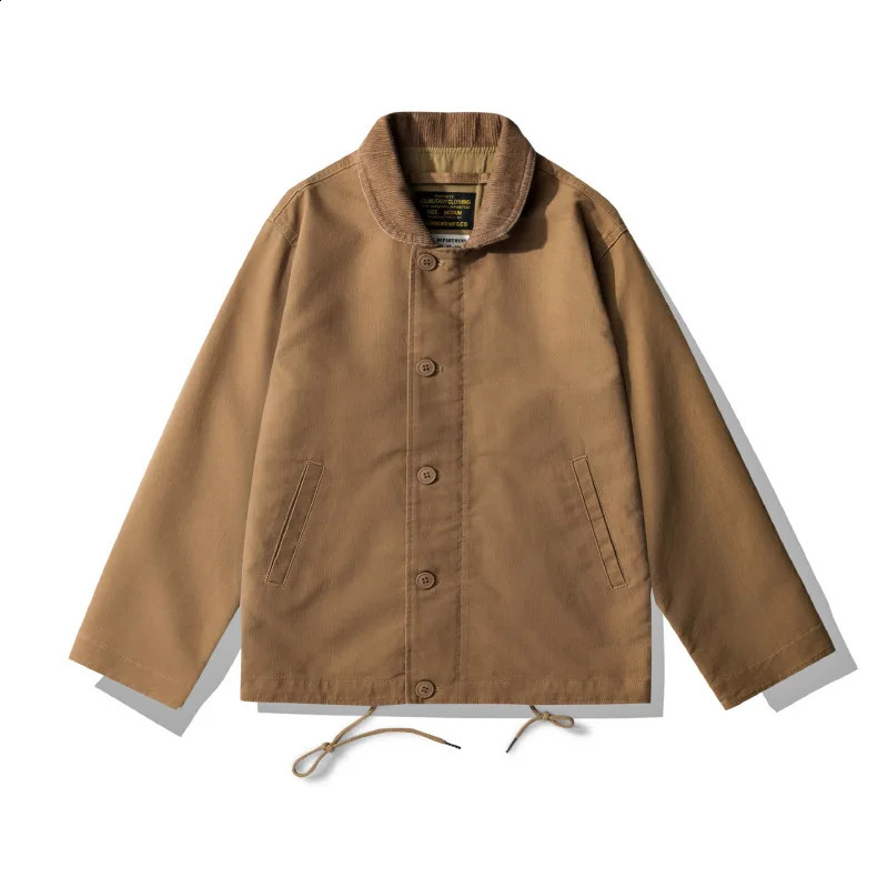 JUNGLE CROSS 115oz OKONKWO Navy N1 DECK JACKET Thin Stand up Collar Jacket Coat Amekaji 100 Cotton Autumn American Vintage 251017