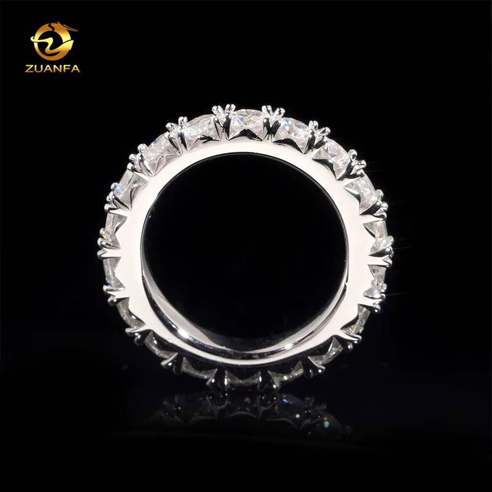 4mm Round Moissanite Wedding Band Ring 925 Silver Gold Plated Luxury Engagement Rings for Women