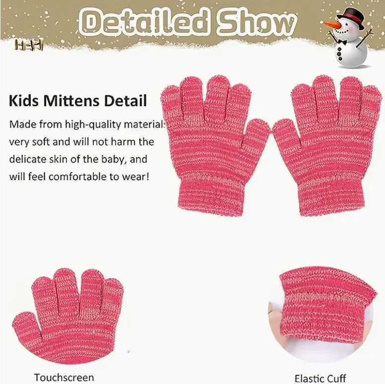 3pcsset Winter Childrens Warm Plus Velvet Scarf Baby Knitted Hat Gloves For 28 Y Best for Christmas ThanksgivingL251024