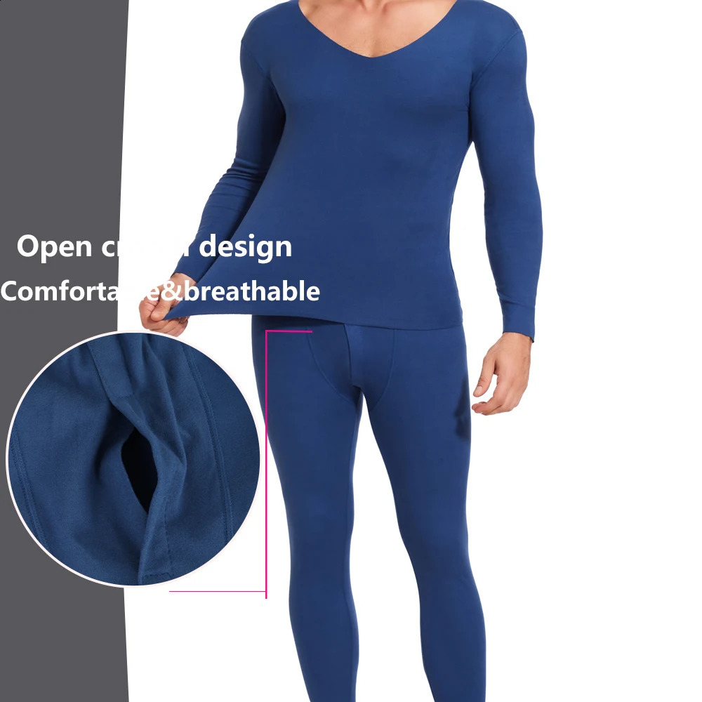 L4XL Winter Mens Brushed Thermal Underwear VNeck Long Sleeve Top Bottoming Pants Set Comfortable Pajamas 2Pcs In 251018