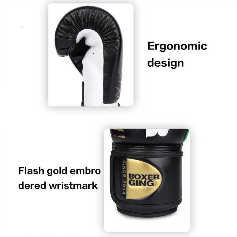 8 10 12 14oz Top Quality Adults WomenMen Golden Boxing Gloves Leather MMA Muay Thai Boxe De Luva Mitts Sanda Equipments Y251023