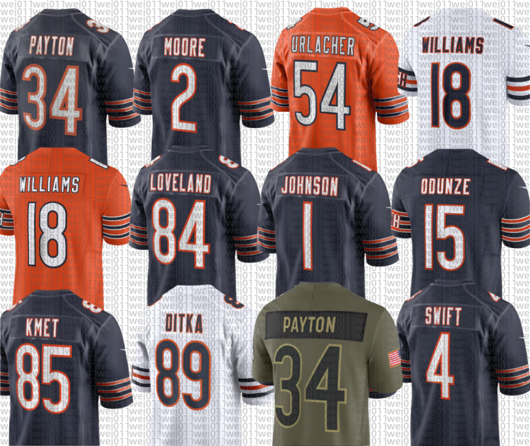 Walter Payton Brian Urlacher Mike Ditka Caleb Williams D'Andre Swift Rome Odunze Tremaine Edmunds D.J. Moore Noah Sewell Cole Kmet Colston Loveland Football Jersey