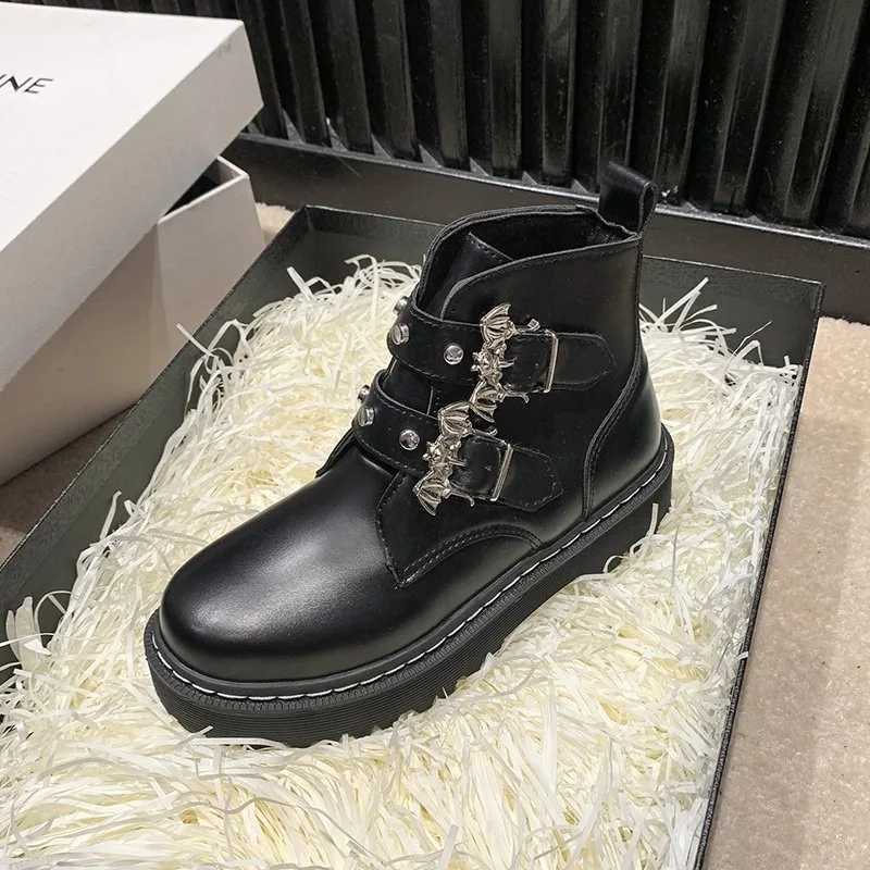 Womens Boots Chunky Hee Ladies Shoes Platform Bat Leather Booties Women Shoes Trend 2024 Sneakers Ankle Boots D451 W251024