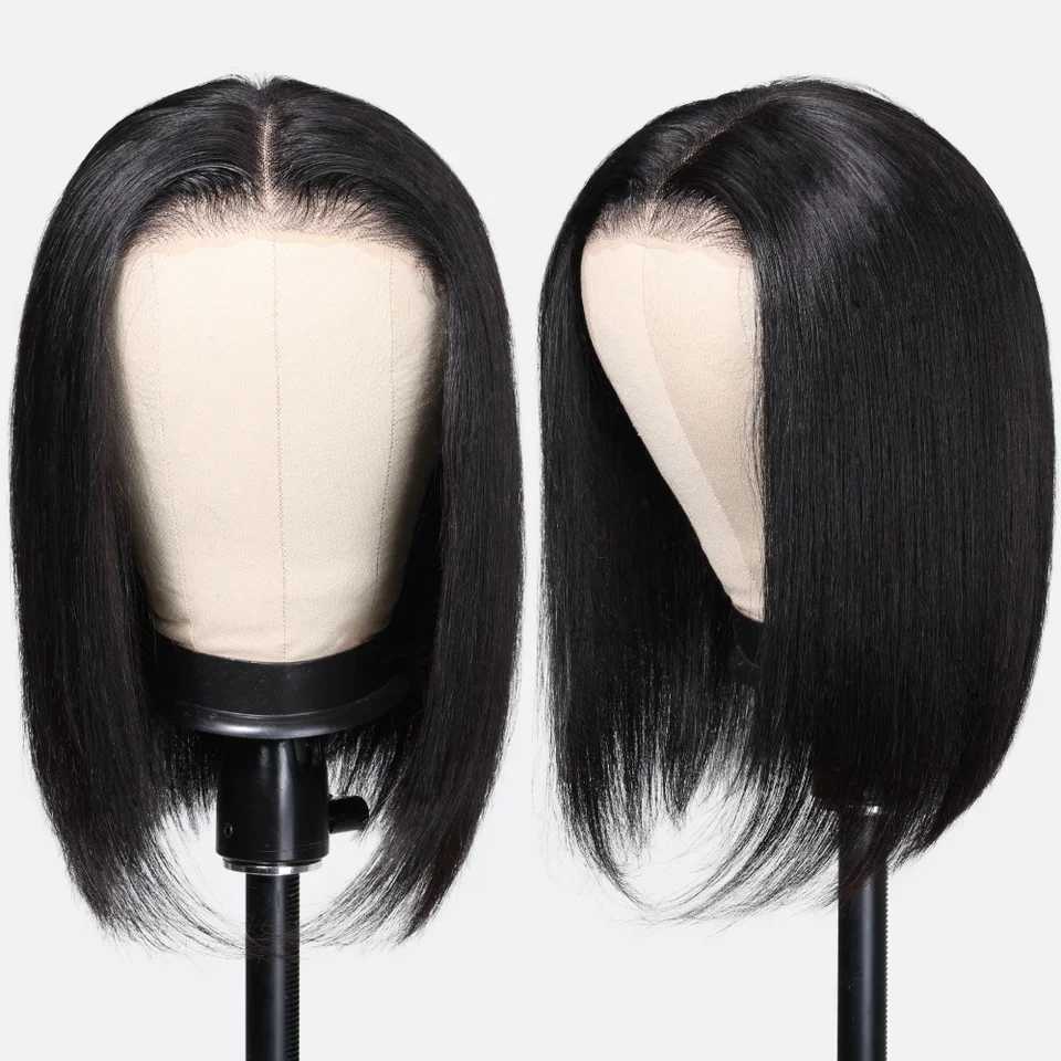 UNice 7x5 Pre Cut Pre Bleached Glueless Wig Silky Straight Bob Wig Short Human Hair Bob Lace Front Wig Human Hair Ready To Wear W251023