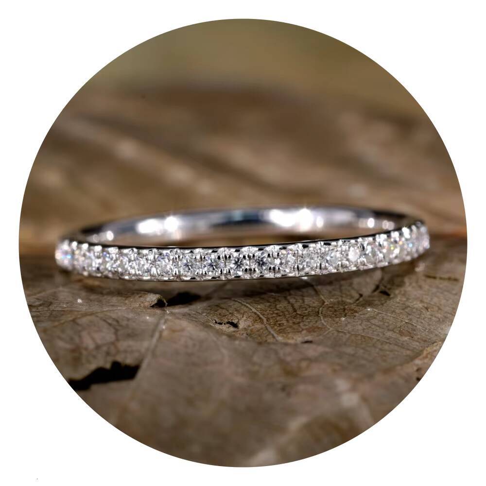 Gia Igi Certified Cvd HPHT Lab Grown Created Diamond 14k 18k Solid Gold Half Eternity Wedding Band Ring Diamond 12mm Round Cut
