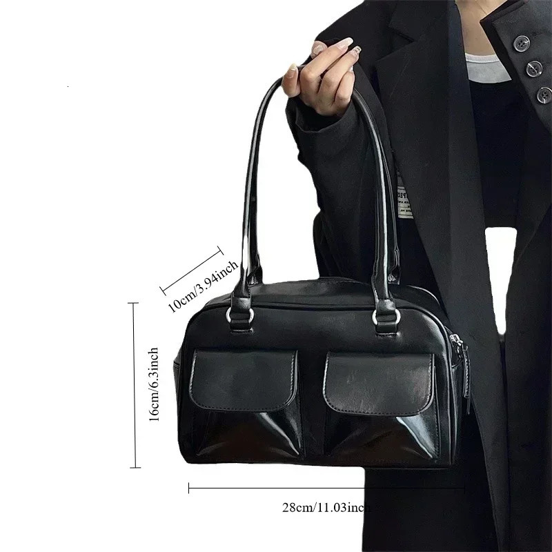 Vintage Women Business Shoulder Bags Simple Ladies Commute Tote Bag Pu Leather Female Underarm Bag Burgundy Large Handbags Purse 251023
