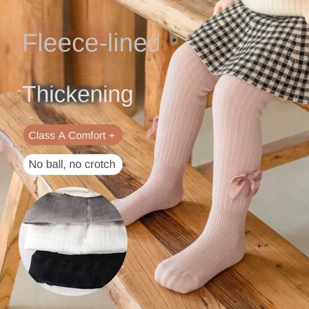 Cute Velvet Bow Cashmere Tights Cotton Thickened Children Pantyhose Toddler Stocking Warm Tights KidT251024