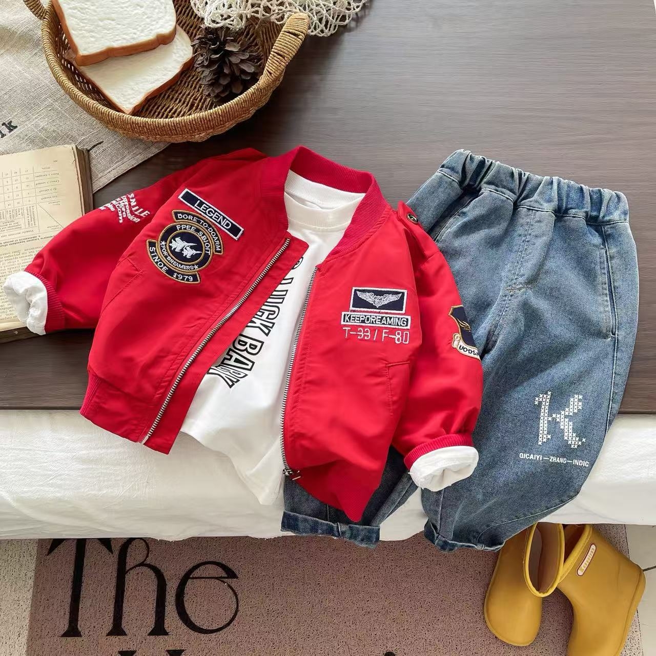 2025 New Hot Boys' Autumn Set, Children's Handsome Baseball Clothes, Baby Long Sleeve Three Piece Set, Free Shipping