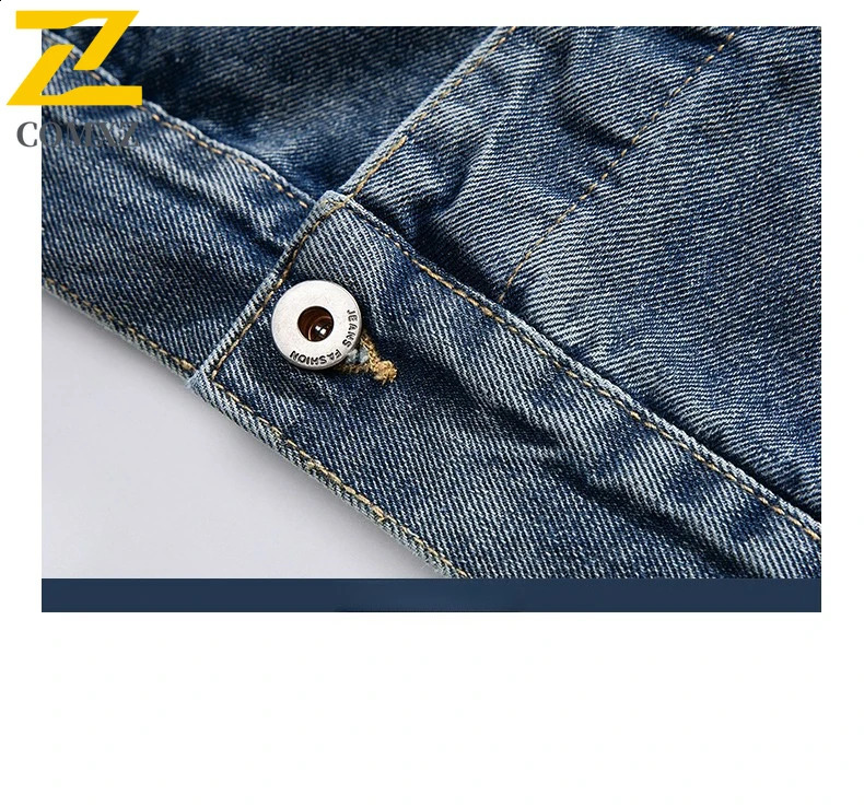 COMXZ Men Solid Denim Jackets 2025 Fashion Motorcycle Vintage Jeans Hommes Slim Fit Streetwear Style Autumn Coat 251017
