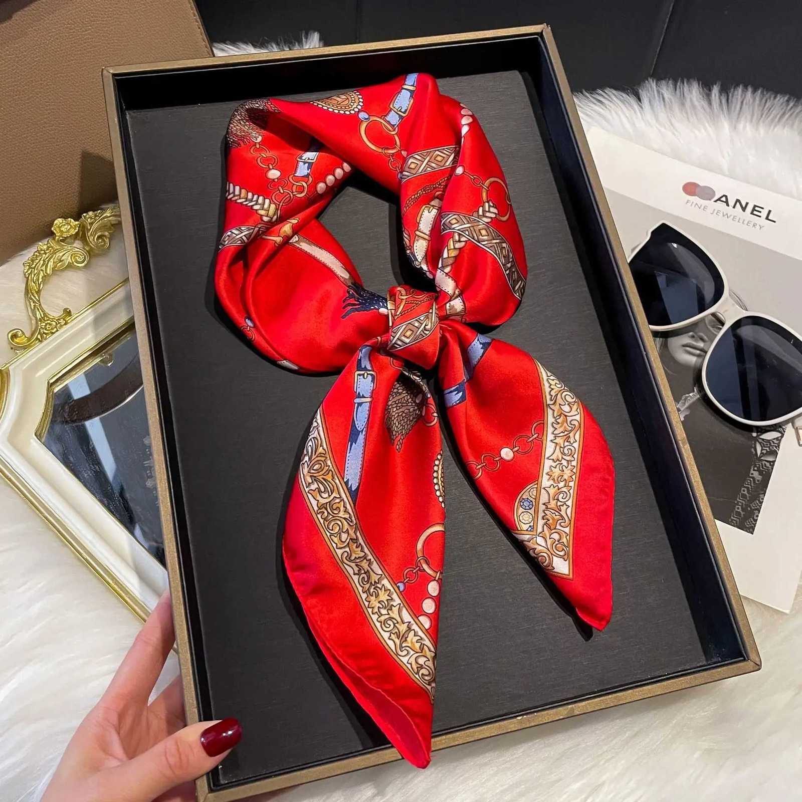 275 Simple Seagl Printed Square Scarf Stylish Imitation Silk Satin Shl Spring Autumn Thin Bandana scarf For Wen Y251024