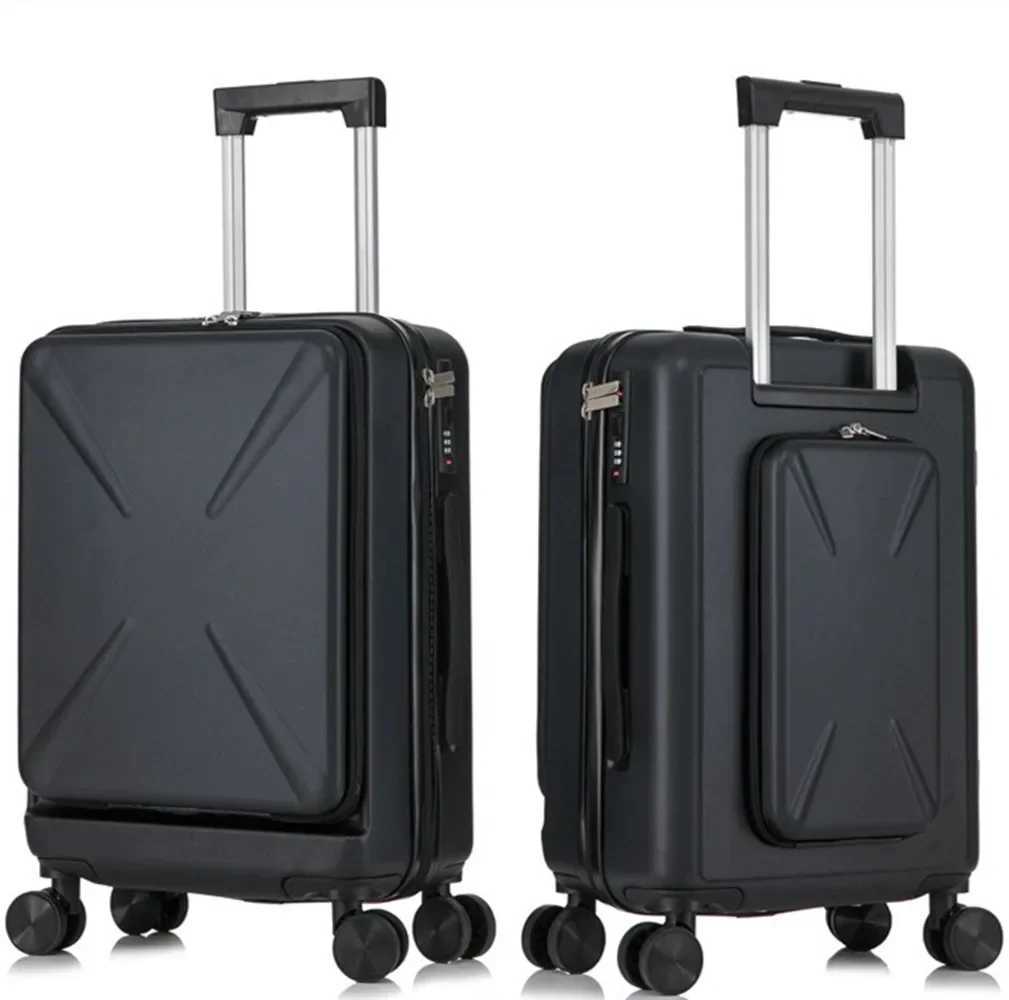 Suitcases Fashion Front Back Open Rolling Luggage Laptop Bag Sipnner 4 Wheels ABSPC Women Travel Men Cabin Carryon Trolley BoxW251024